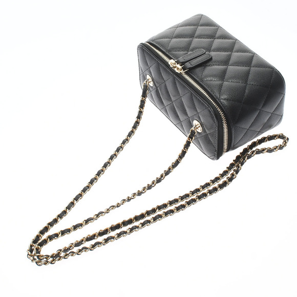 Chanel Matelasse Vanity Case Black Gold Hardware Grained Calfskin Shoulder Bag - Picture 2 of 10